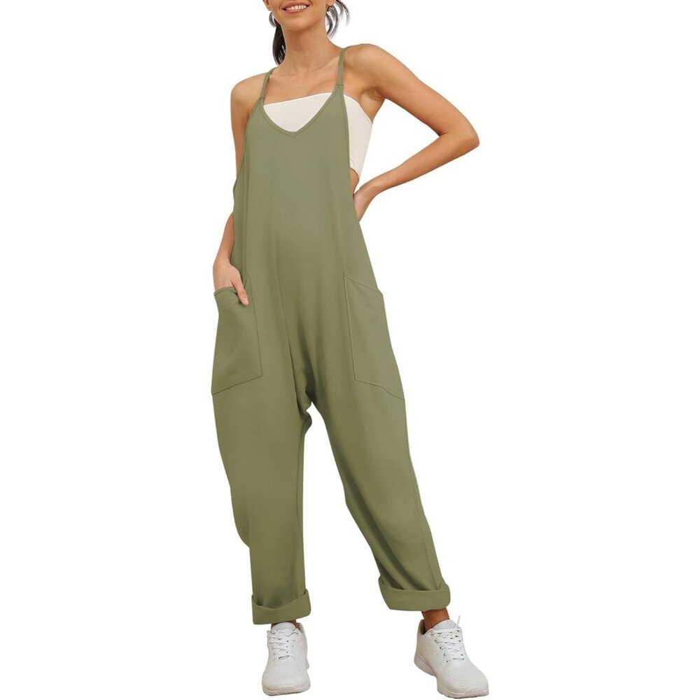 EFAN Womens Casual Jumpsuits Sleeveless Summer Rompers Loose Fit Overalls Y2k